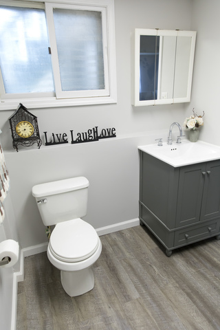 225 Huntingwood Road Matteson, IL 60443 - Photo 13 of 14 a bathroom with a toilet sink and mirror