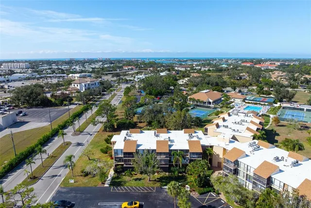 an aerial view of a city