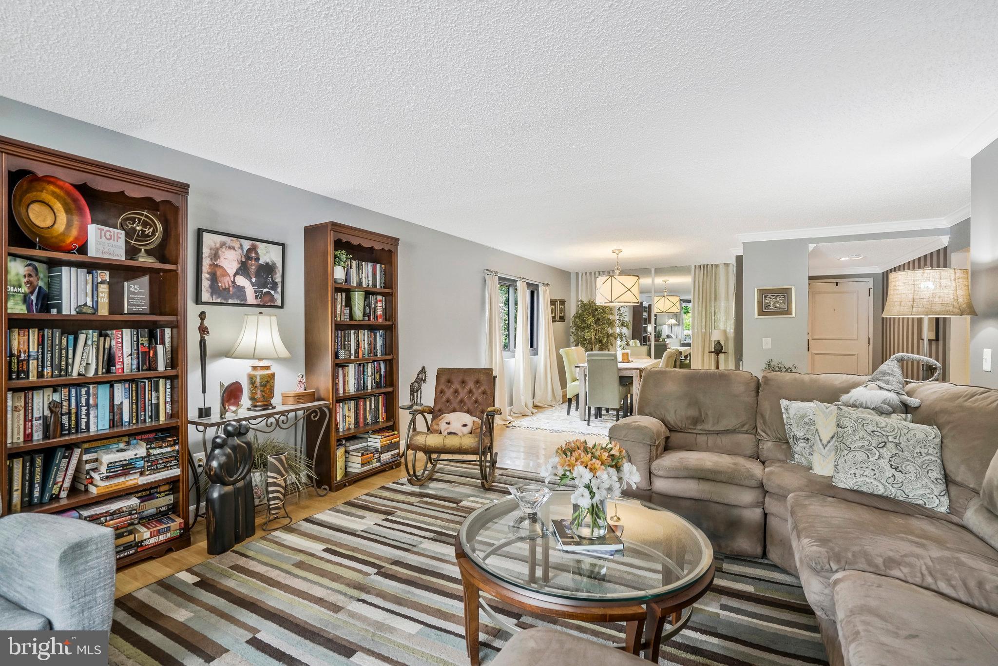 6101 Edsall Road, Unit 302 Alexandria, VA 22304 - Photo 6 of 59 a living room with furniture and a book shelf