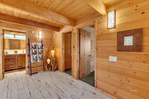 a bedroom with a bed and a cabinets