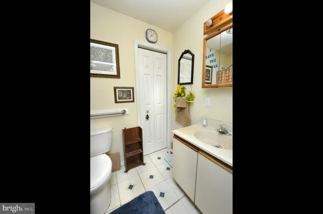 a bathroom with a sink toilet and mirror