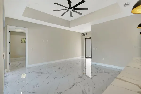 an empty room with windows