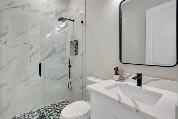 an empty room that has a large window