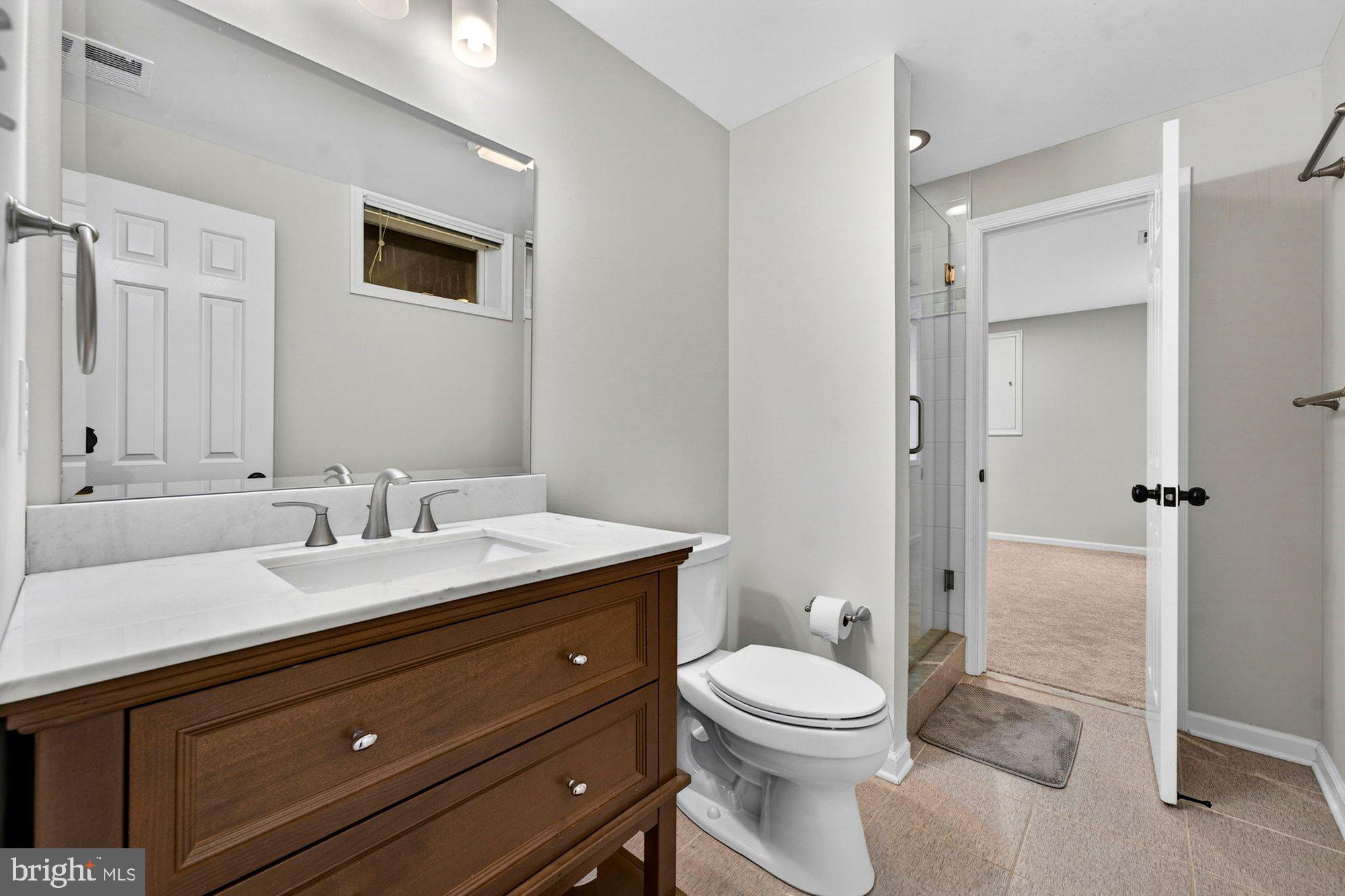 930 Park Street Vienna, VA 22180 - Photo 67 of 83 a bathroom with a toilet a sink and mirror