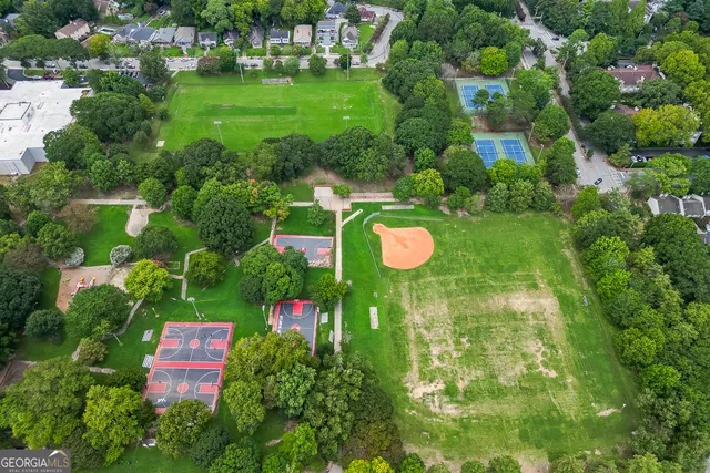 an aerial view of a house