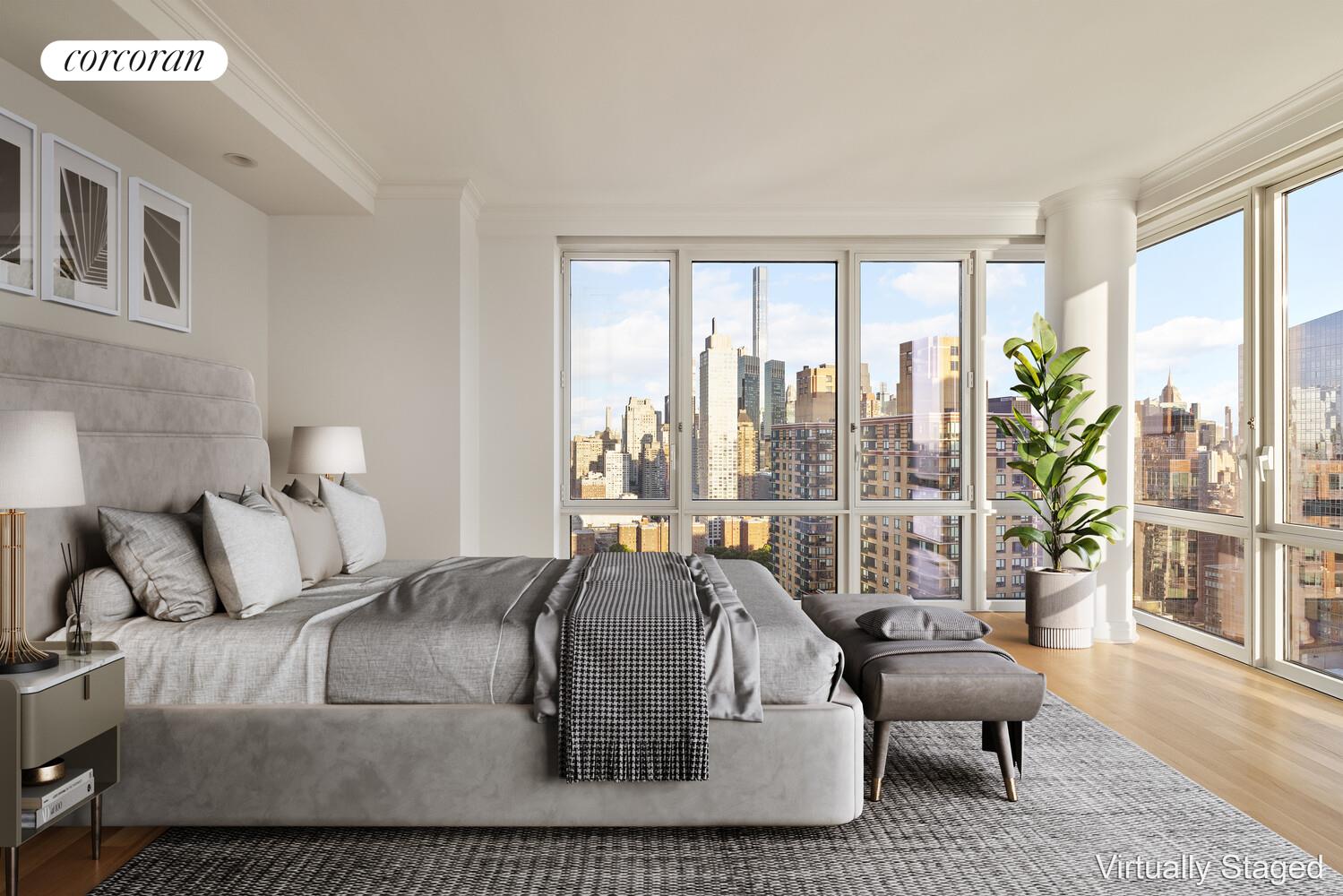 80 Riverside Boulevard, Unit 36B Manhattan, NY 10069 - Photo 8 of 25 a living room with furniture and a large window