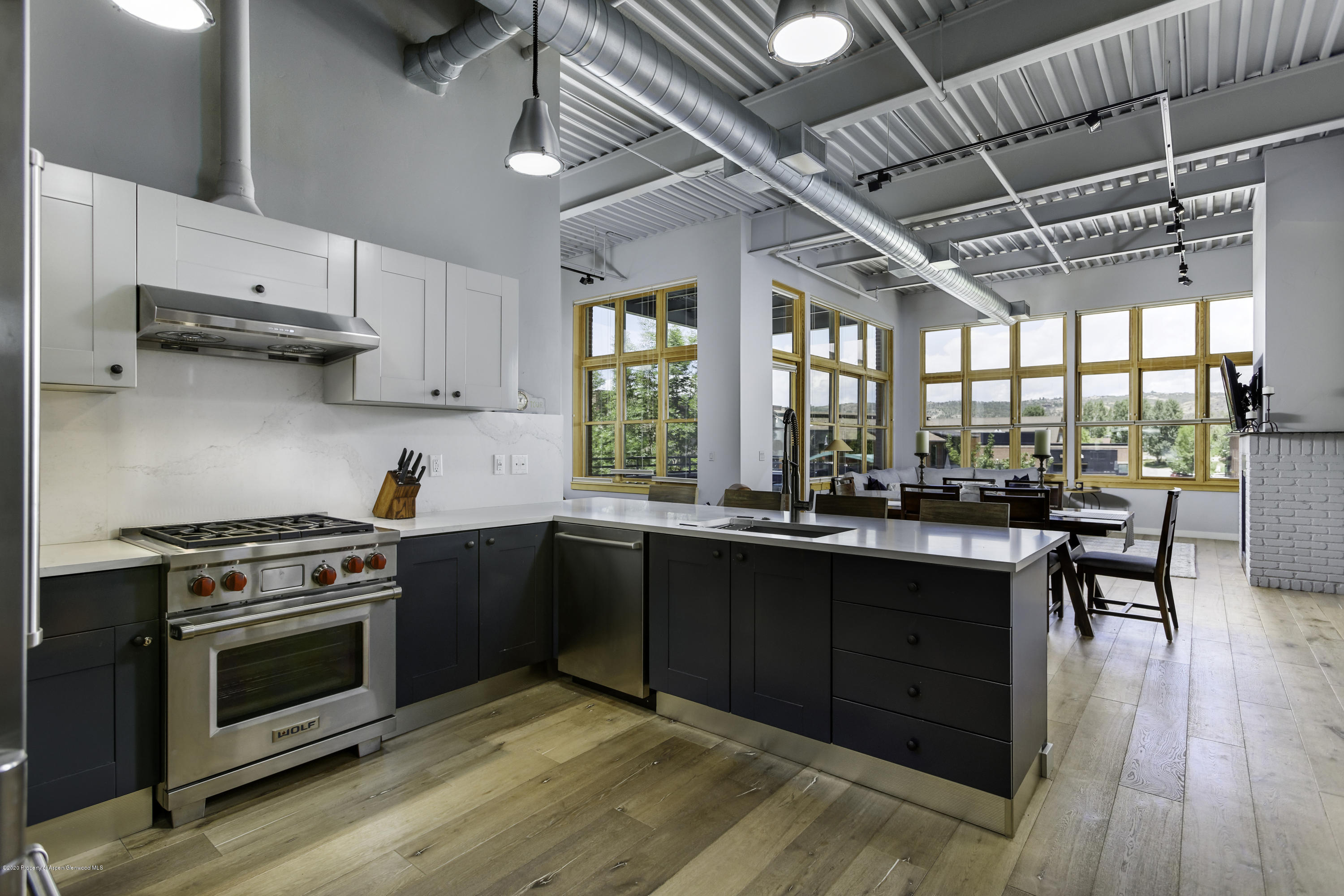 231 Robinson Street, Unit R212 Basalt, CO 81621 - Photo 3 of 14 a kitchen with stainless steel appliances a stove a sink dishwasher and a microwave oven with cabinets