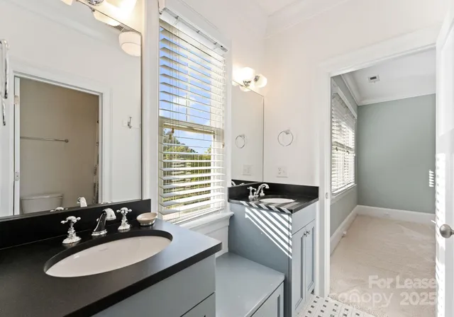 a bathroom with a sink a mirror and a shower