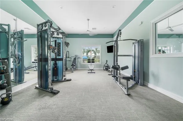 a view of a room with gym equipment