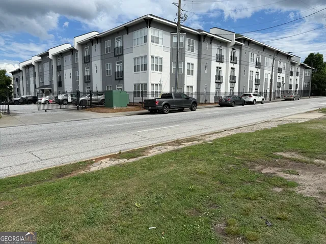 a view of a building along the street