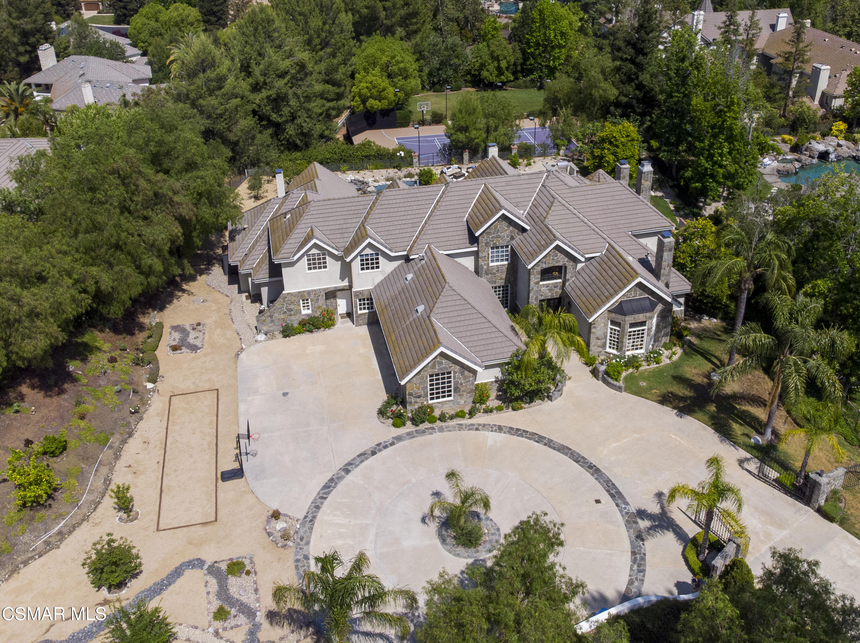 3840 Castle View Road Agoura Hills, CA 91301 - Photo 80 of 94 an aerial view of a house with outdoor space and a garden