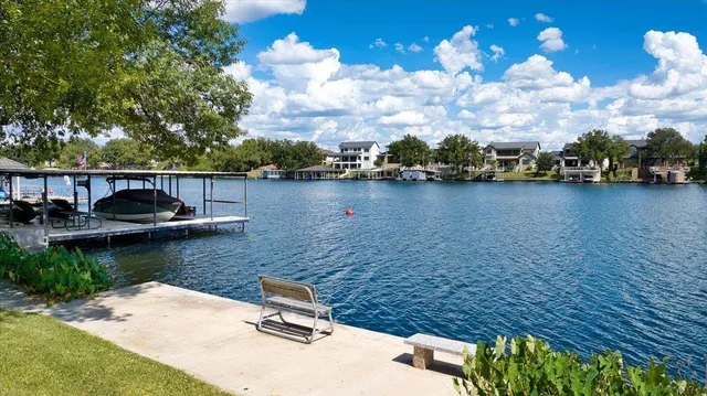 a view of a lake with houses