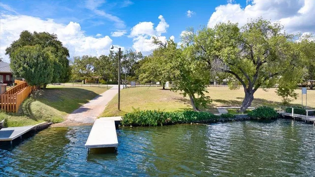 a view of a lake with houses