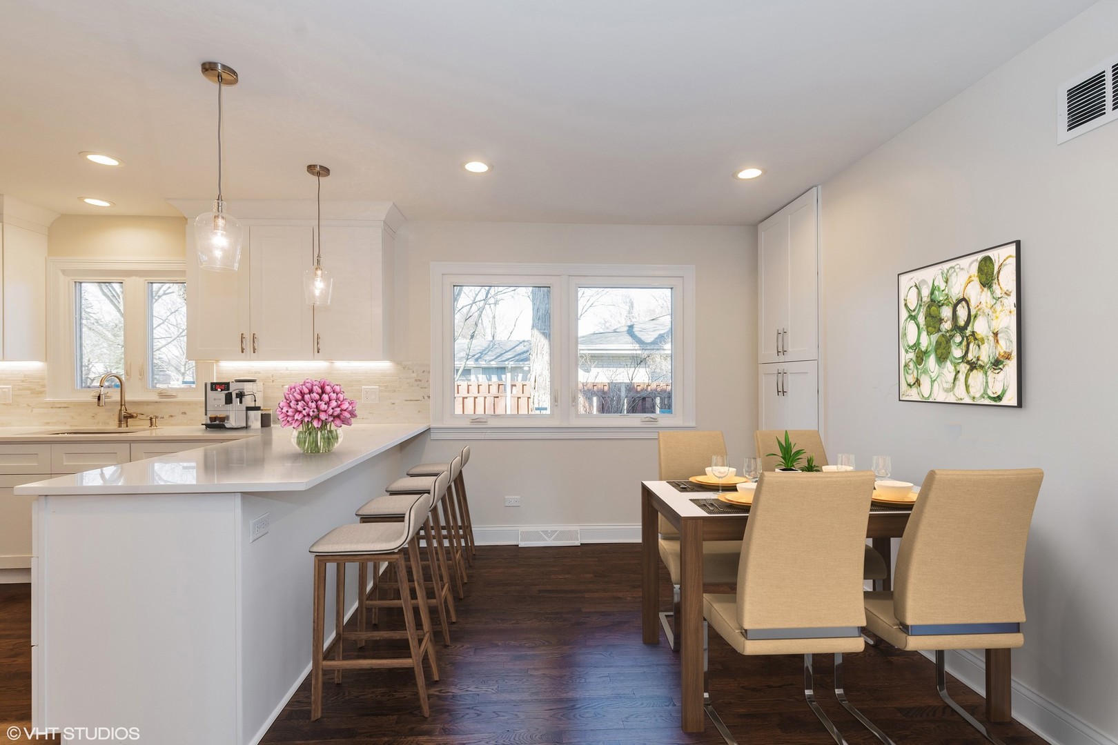 2010 Clover Road Northbrook, IL 60062 - Photo 9 of 30 a dining room filled chandelier and wooden floor