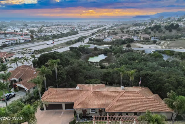 an aerial view of a house