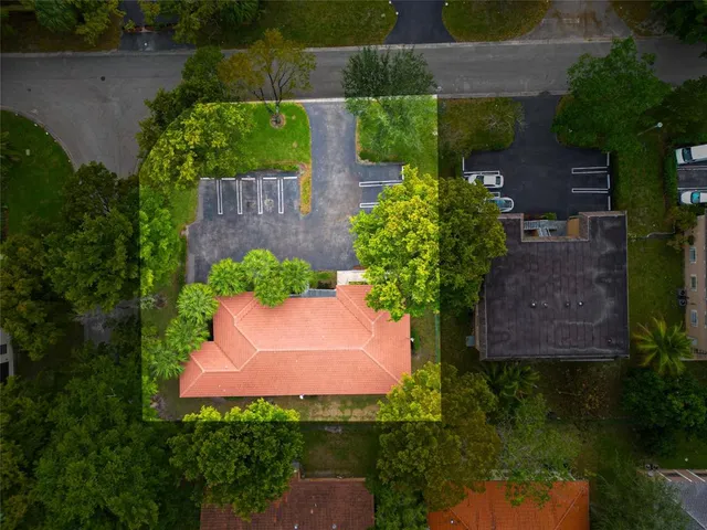 an aerial view of a house