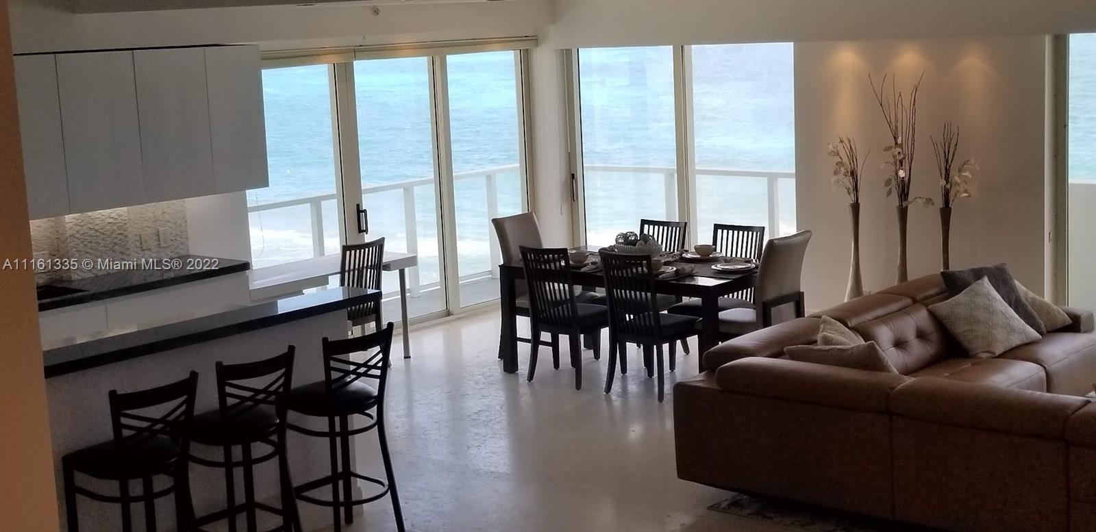 9499 Collins Avenue, Unit PH2 Surfside, FL 33154 - Photo 38 of 38 a living room with furniture and floor to ceiling windows