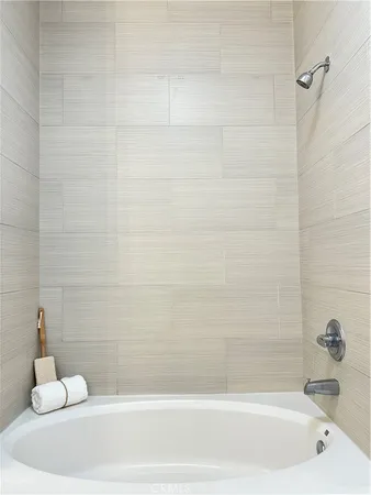 a bathroom with a bathtub
