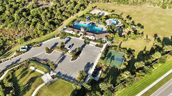 an aerial view of a house