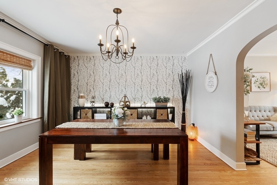 442 Kent Road Riverside, IL 60546 - Photo 12 of 45 a view of a dining room with furniture window and wooden floor