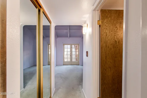 an empty room with closet