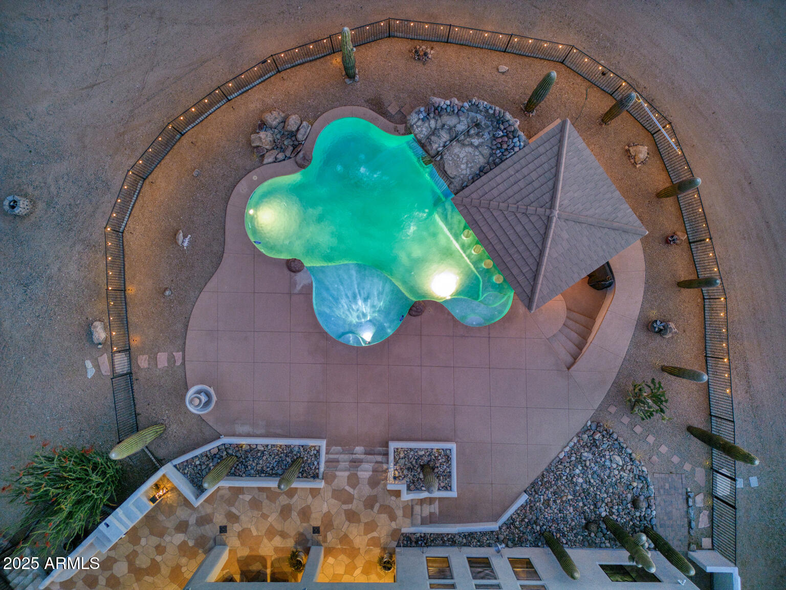 17449 East Quail Track Road Rio Verde, AZ 85263 - Photo 24 of 48 an aerial view of a house with a swimming pool and outdoor space