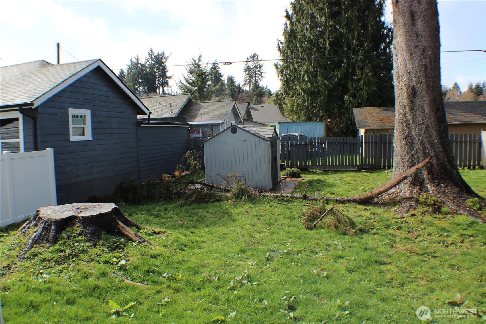 1224 4th Street Cosmopolis, WA 98537 - Photo 32 of 33 a view of backyard with a chair and potted plants