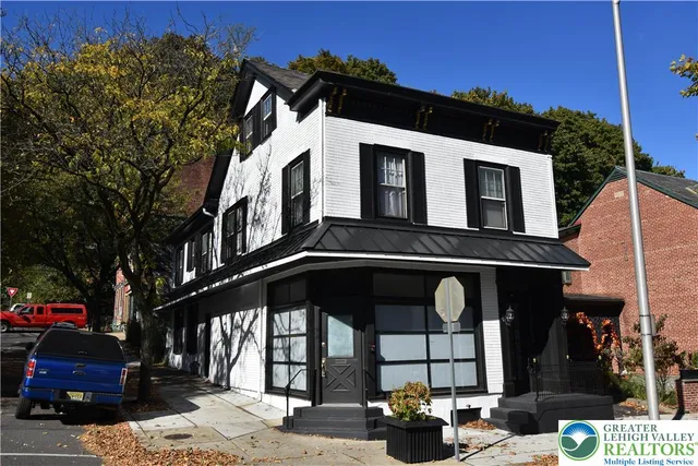 a front view of a large building