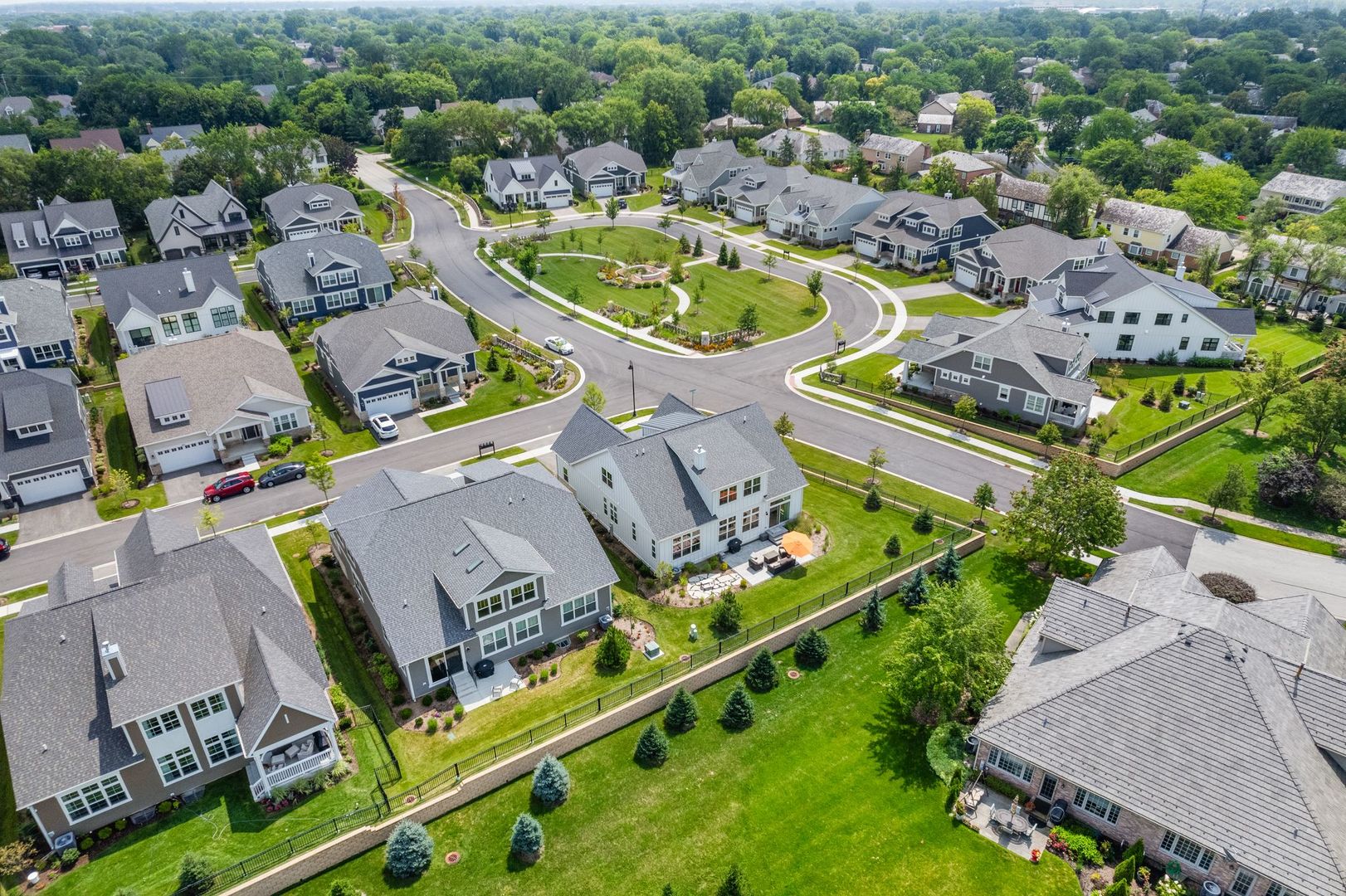 2834 Parkside Circle Glenview, IL 60026 - Photo 55 of 59 an aerial view of a house with a swimming pool outdoor seating and yard