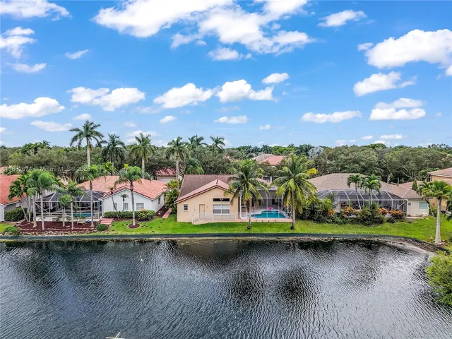 a view of a lake with houses