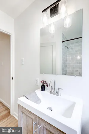 a bathroom with a bathtub