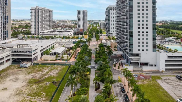 a view of a city with tall buildings