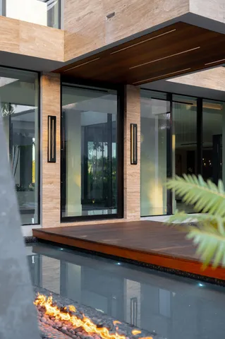 a bathroom with a glass shower