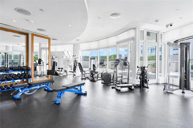 a view of a room with gym equipment
