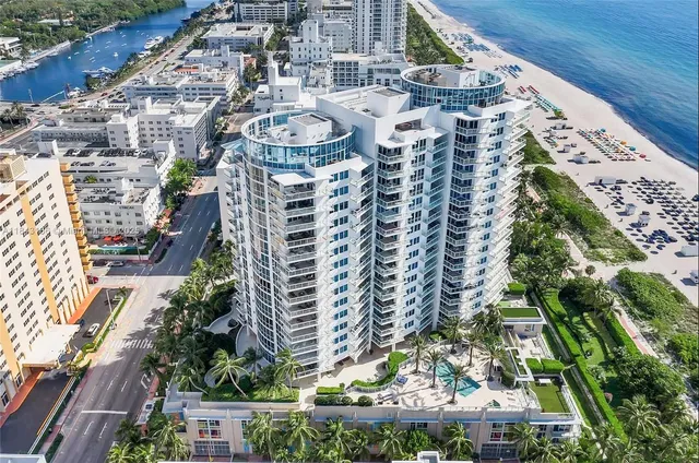 a city view with tall buildings