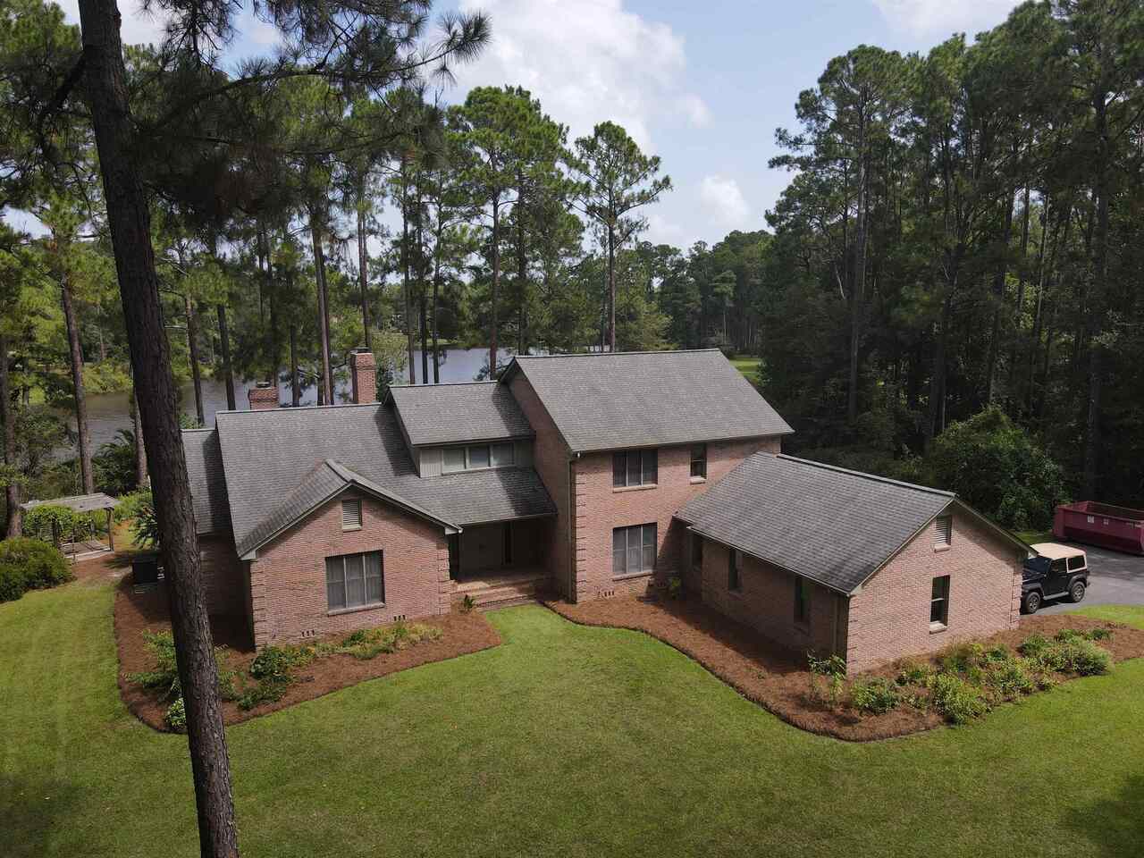 an aerial view of a house