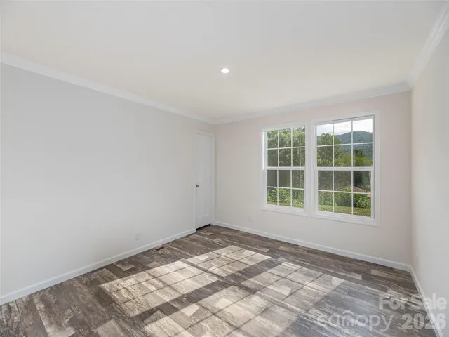 a view of a room with a window