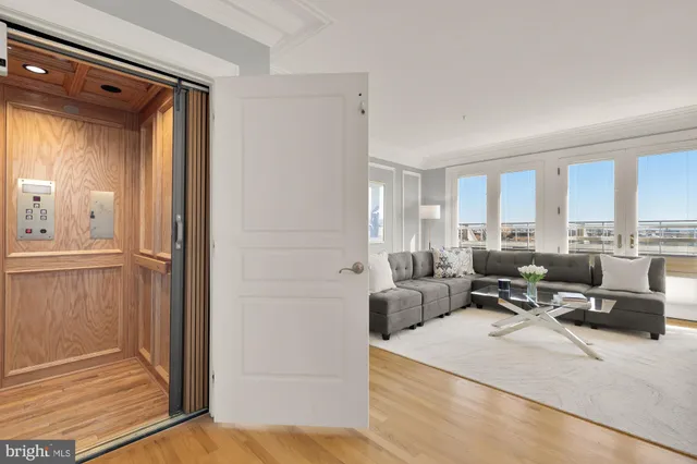 a living room with furniture