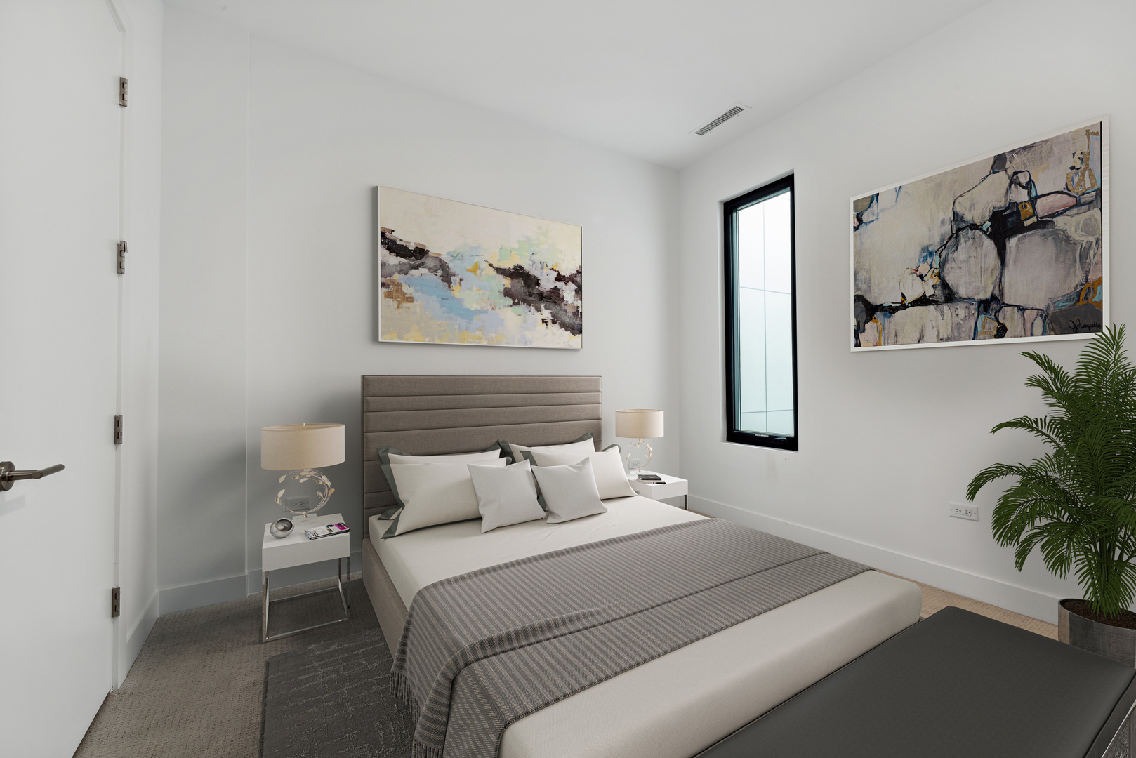 323 South Racine Avenue, Unit 6B Chicago, IL 60607 - Photo 13 of 36 a bedroom with a bed and a painting on the wall