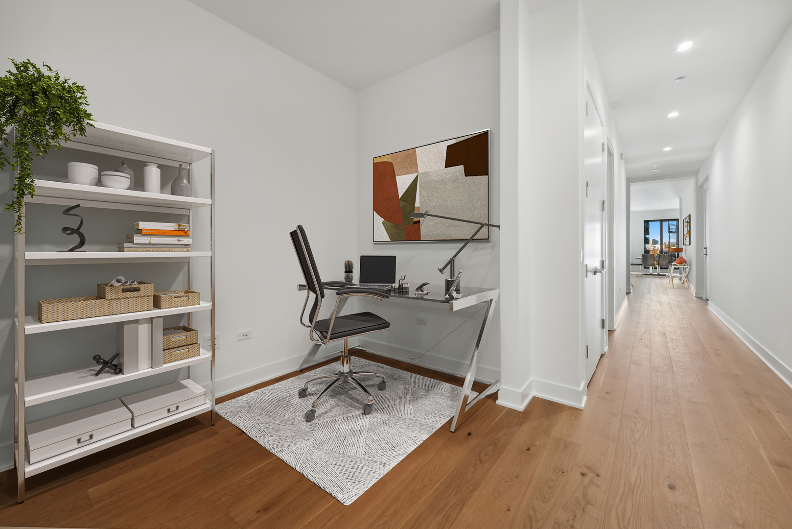 323 South Racine Avenue, Unit 6B Chicago, IL 60607 - Photo 14 of 36 a workspace with furniture and wooden floor