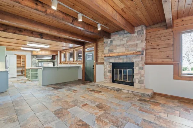 a view of a livingroom with a fireplace