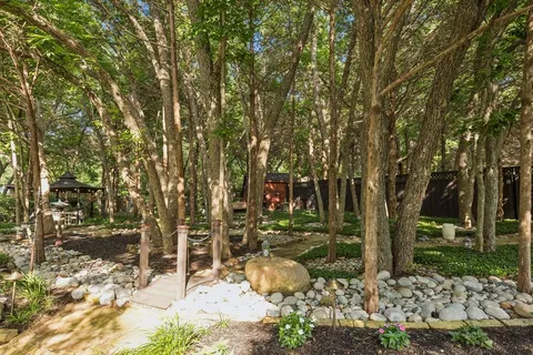 a view of outdoor space with a garden