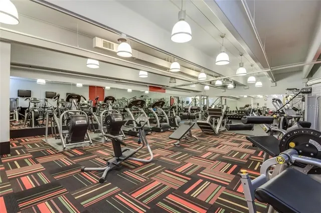 a view of a room with gym equipment