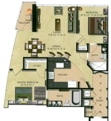 a bathroom with a sink mirror and vanity