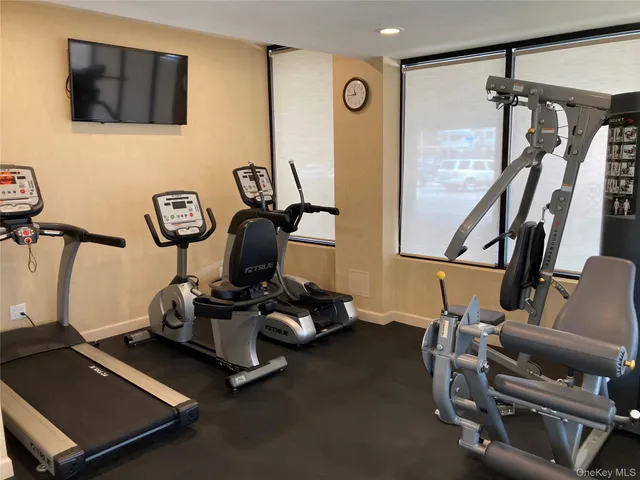 a room with gym equipment