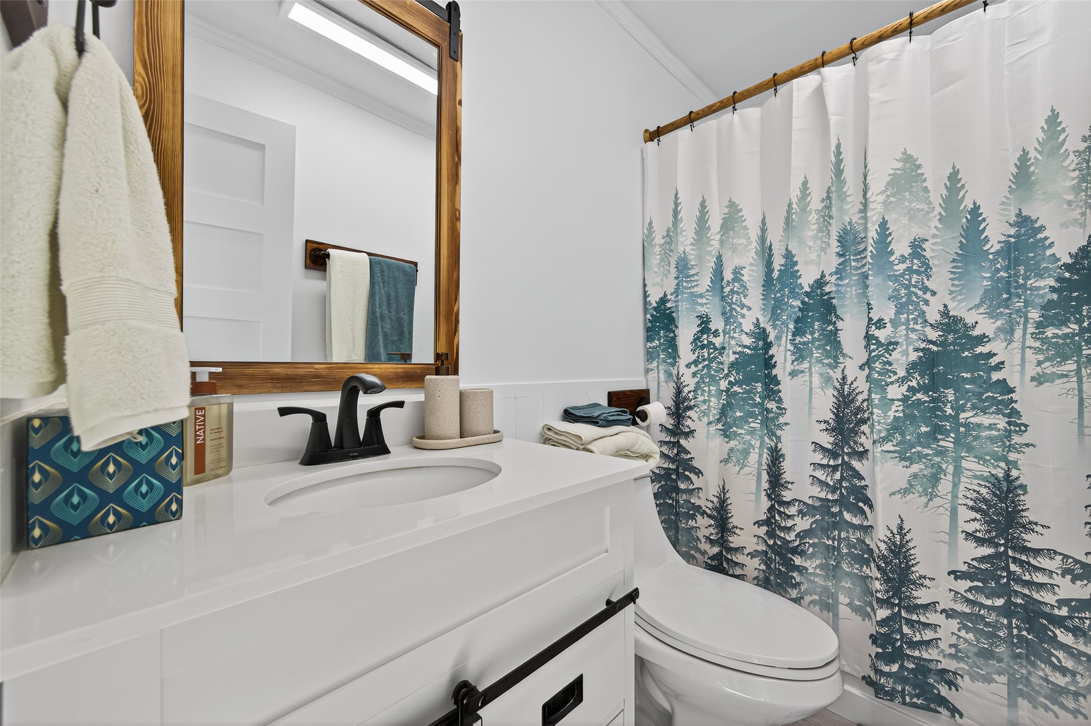 805 Williams Road East Bernard, TX 77435 - Photo 19 of 47 Full bathroom featuring a clean vanity, modern fixtures, and a tub/shower combination with stylish accents.