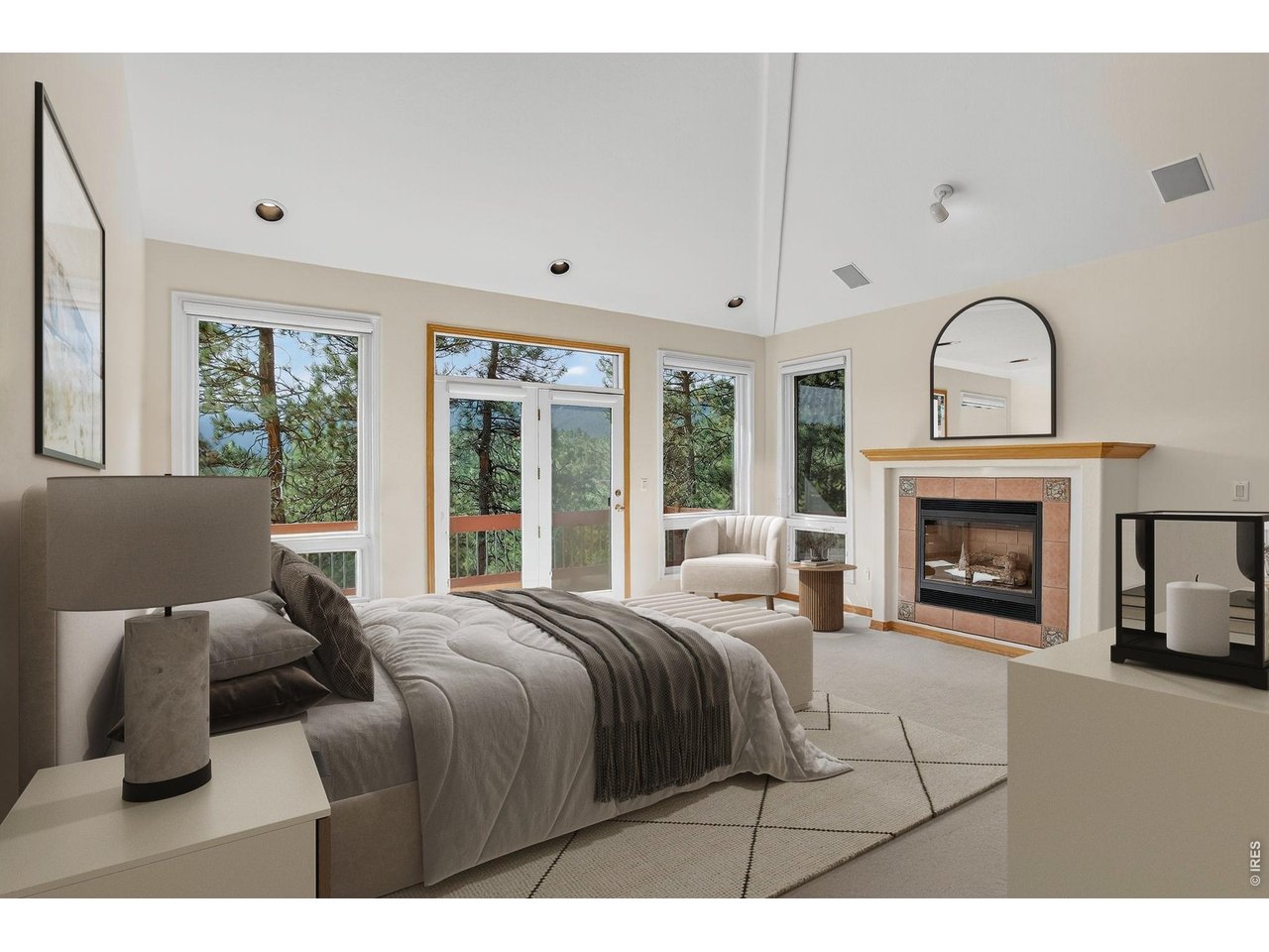 65 Betasso Road Boulder, CO 80302 - Photo 19 of 38 a bedroom with a bed and a fireplace