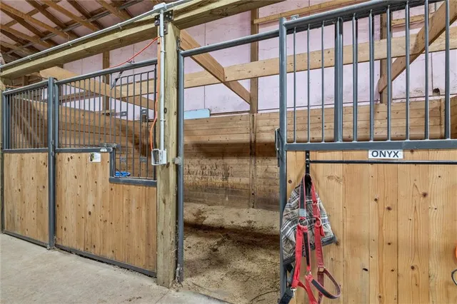 a view of a balcony with car parked