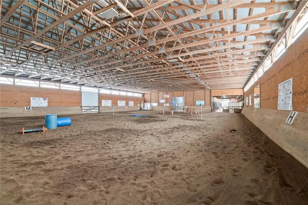 a view of a room with wooden roof