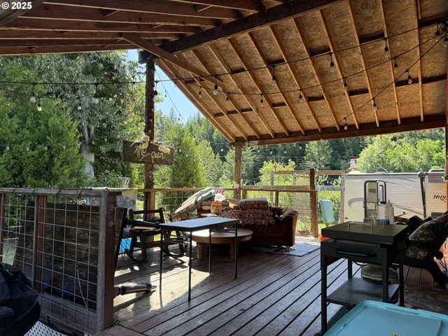 an outdoor space with lots of trees